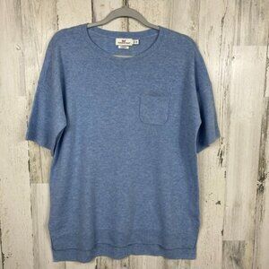 Vineyard Vines Cashmere Pocket Tee sweater preppy classic soft blue size Medium